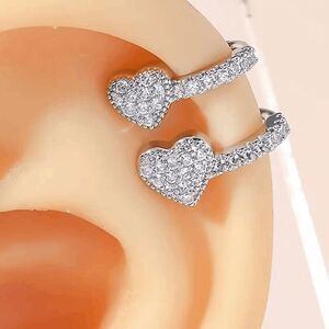 Double Heart Diamond Ear Clip